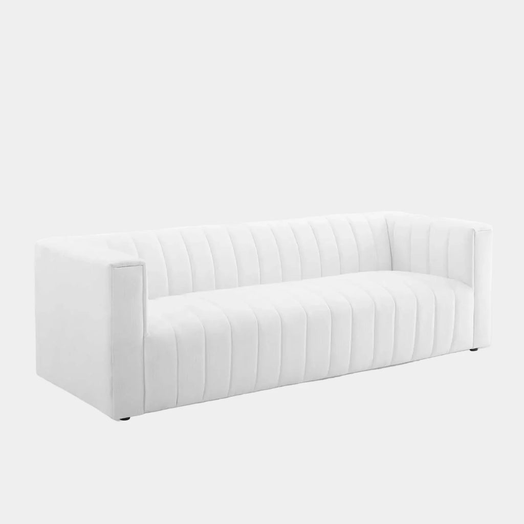 Reflection Channel Tufted Upholstered Fabric Sofa