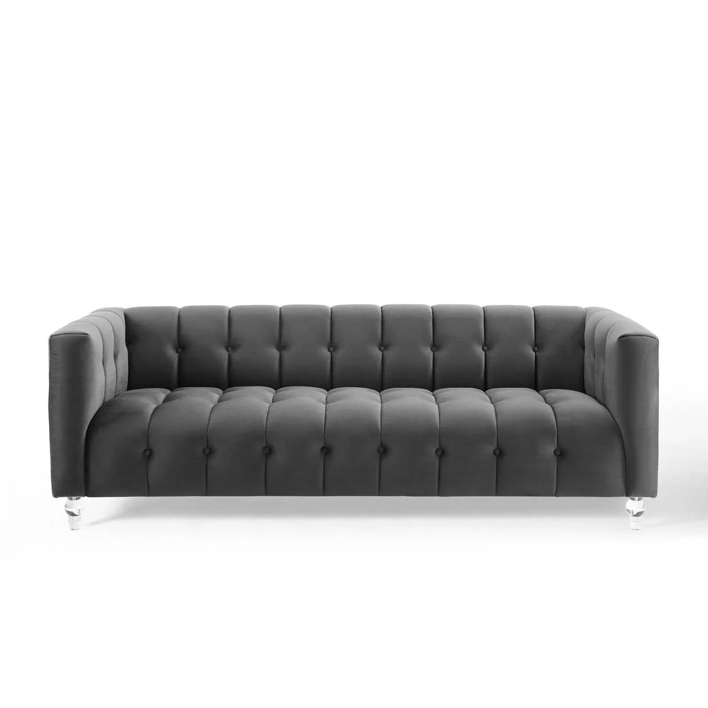 Mesmer Channel Tufted Button Performance Velvet Sofa