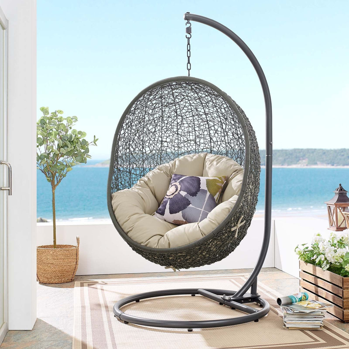 Hide Outdoor Patio Sunbrella® Swing Chair