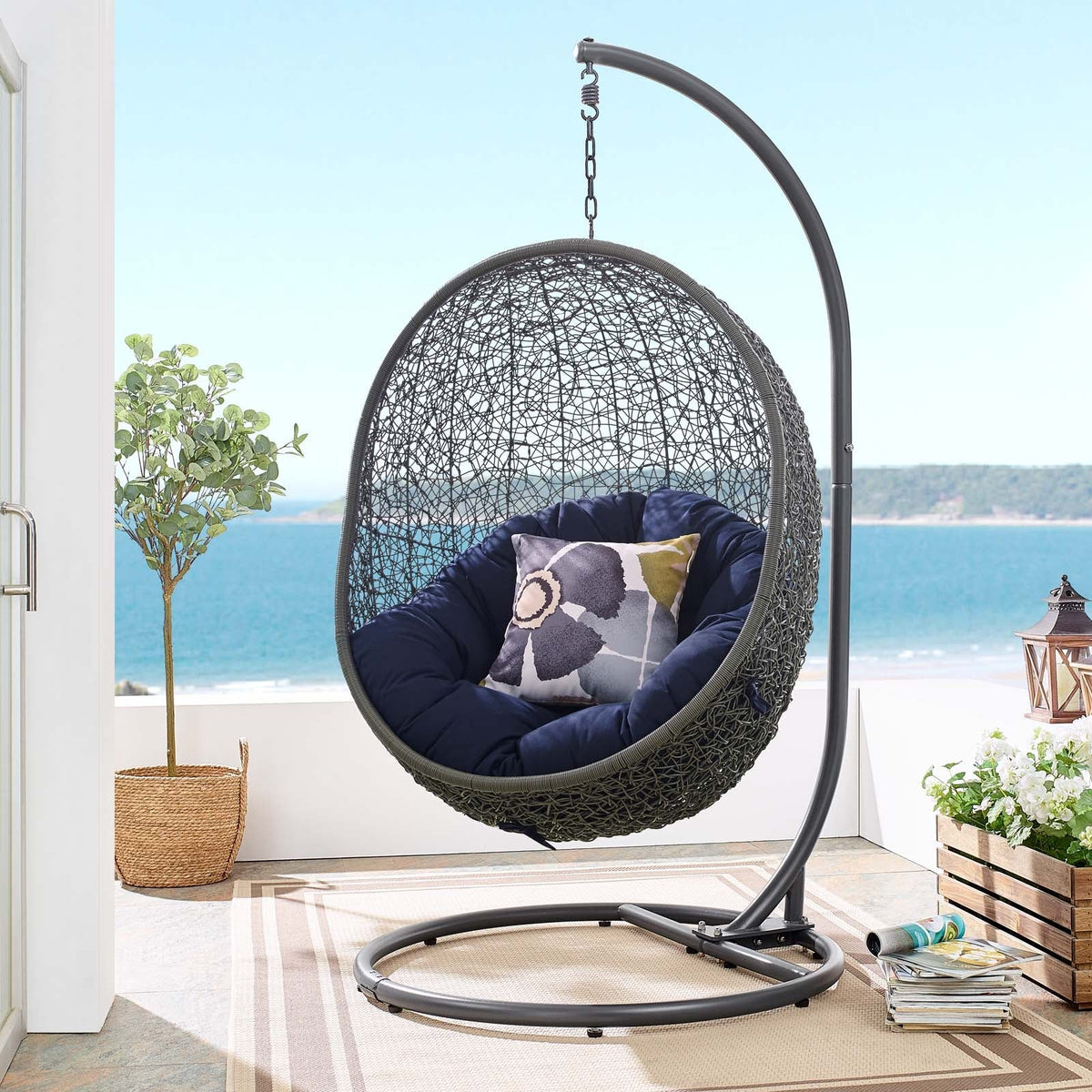 Hide Outdoor Patio Sunbrella® Swing Chair