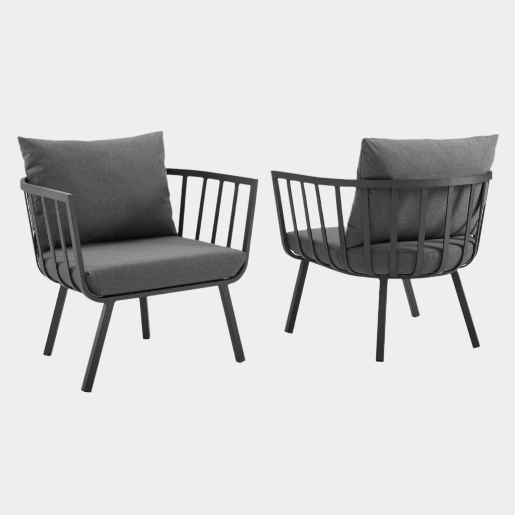 Riverside Outdoor Patio Aluminum Armchair Set of 2