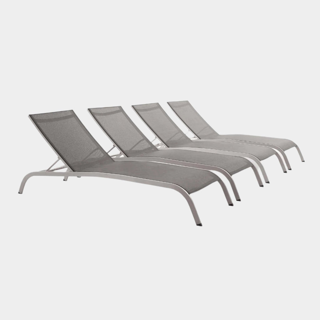 Savannah Outdoor Patio Mesh Chaise Lounge Set of 4