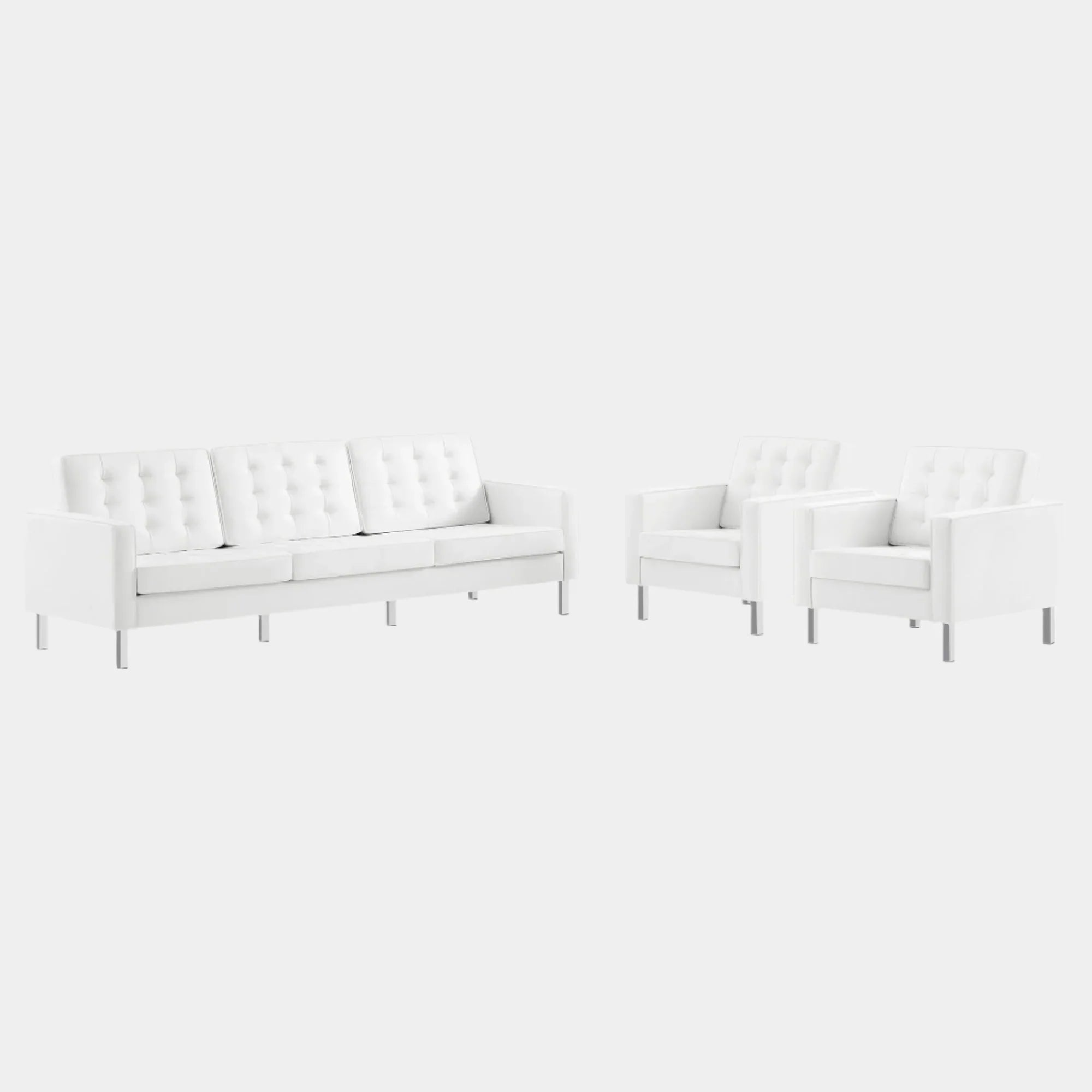 Loft 3-Piece Tufted Vegan Leather Furniture Set