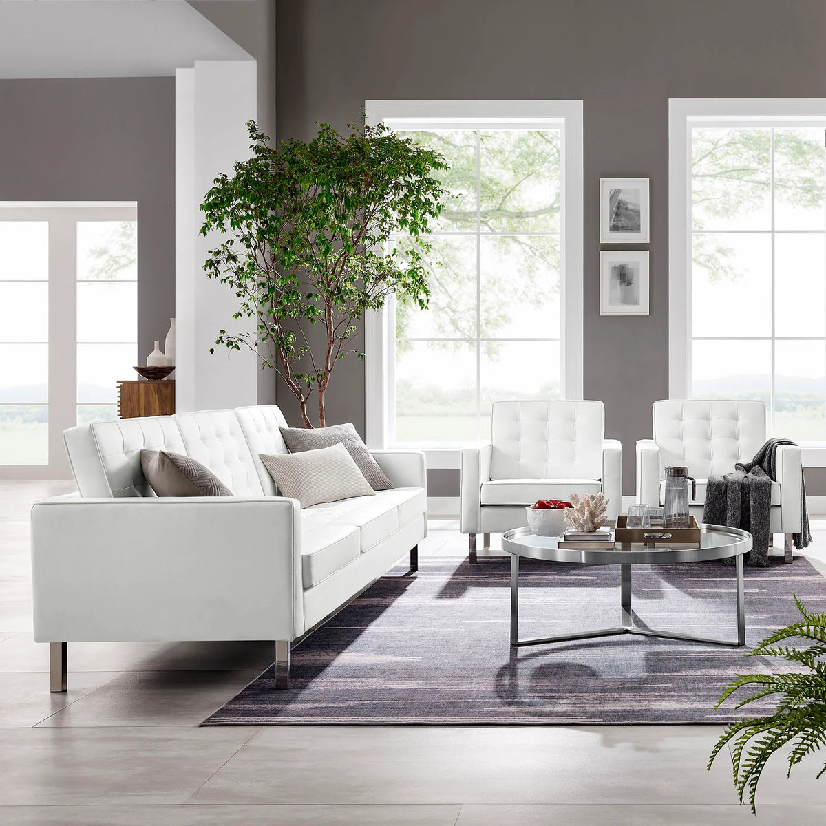 Loft 3-Piece Tufted Vegan Leather Furniture Set