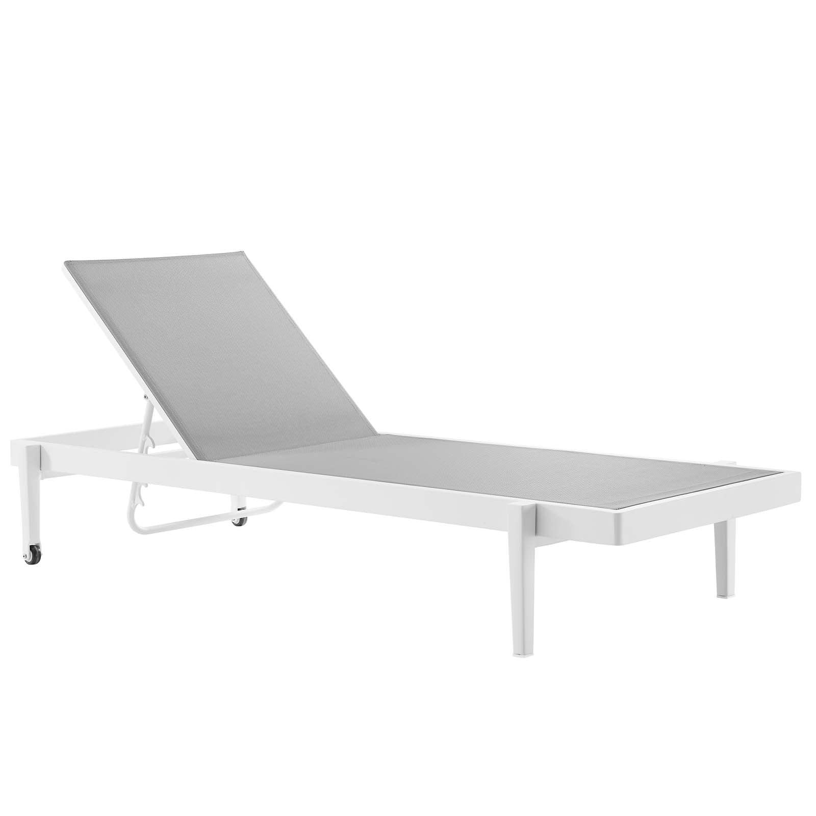 Charleston Outdoor Patio Aluminum Chaise Lounge Chair Set of 2 in White Gray