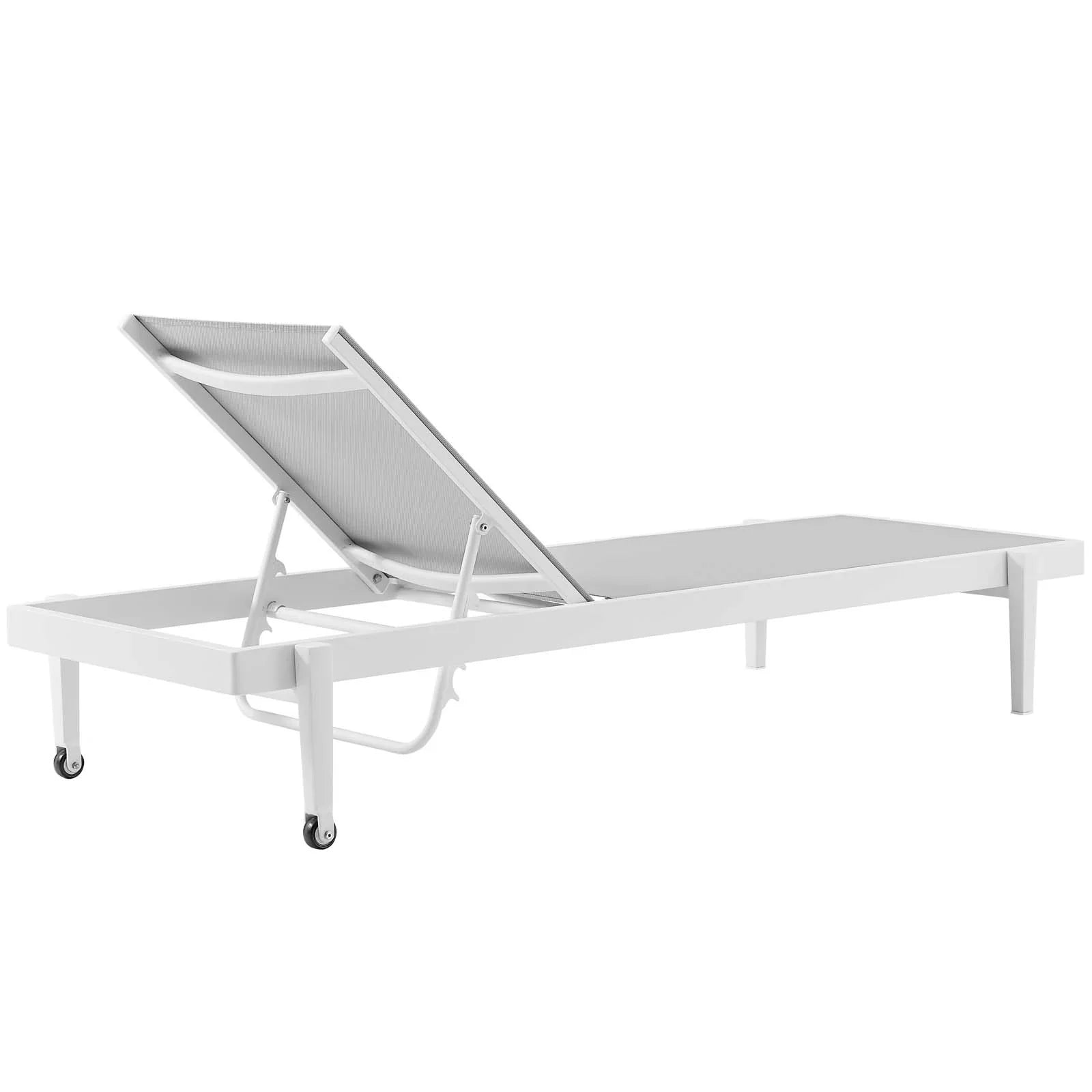 Charleston Outdoor Patio Aluminum Chaise Lounge Chair Set of 2 in White Gray