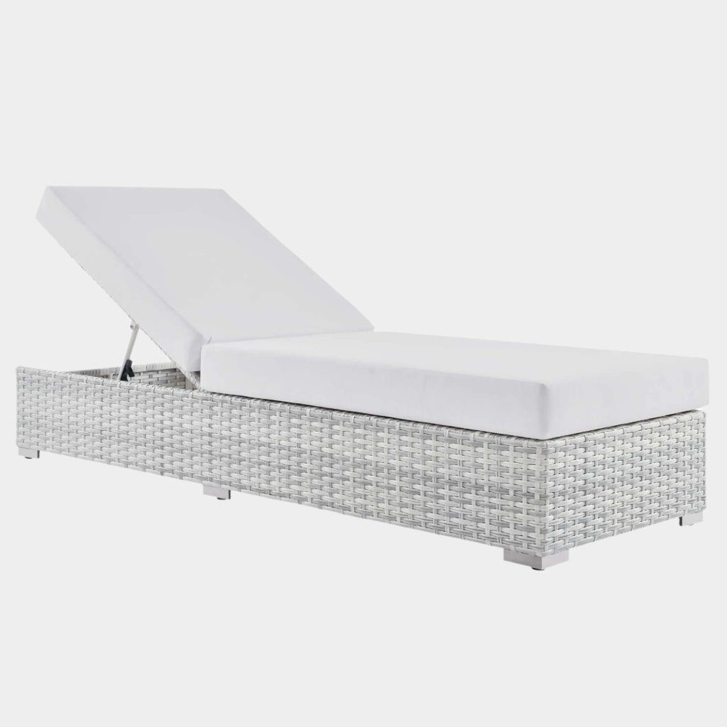 Convene Outdoor Patio Chaise in Light Gray White