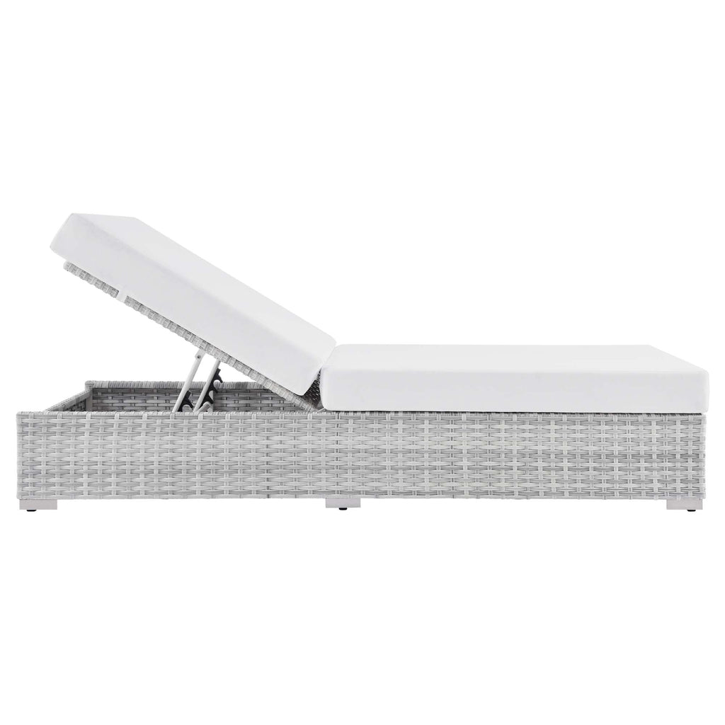 Convene Outdoor Patio Chaise in Light Gray White