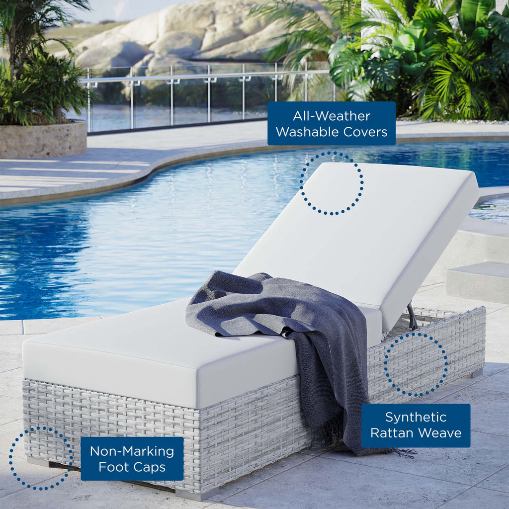 Convene Outdoor Patio Chaise in Light Gray White
