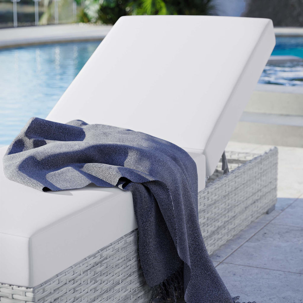 Convene Outdoor Patio Chaise in Light Gray White