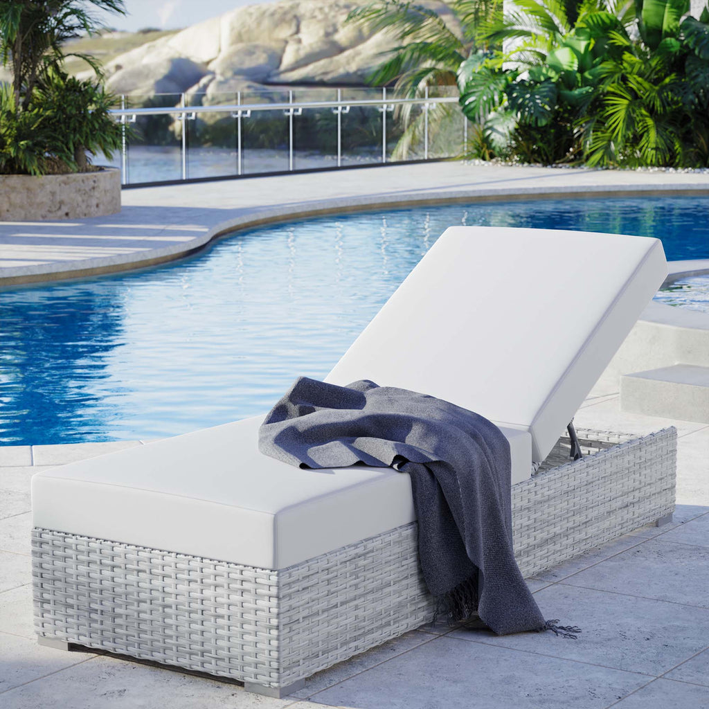 Convene Outdoor Patio Chaise in Light Gray White