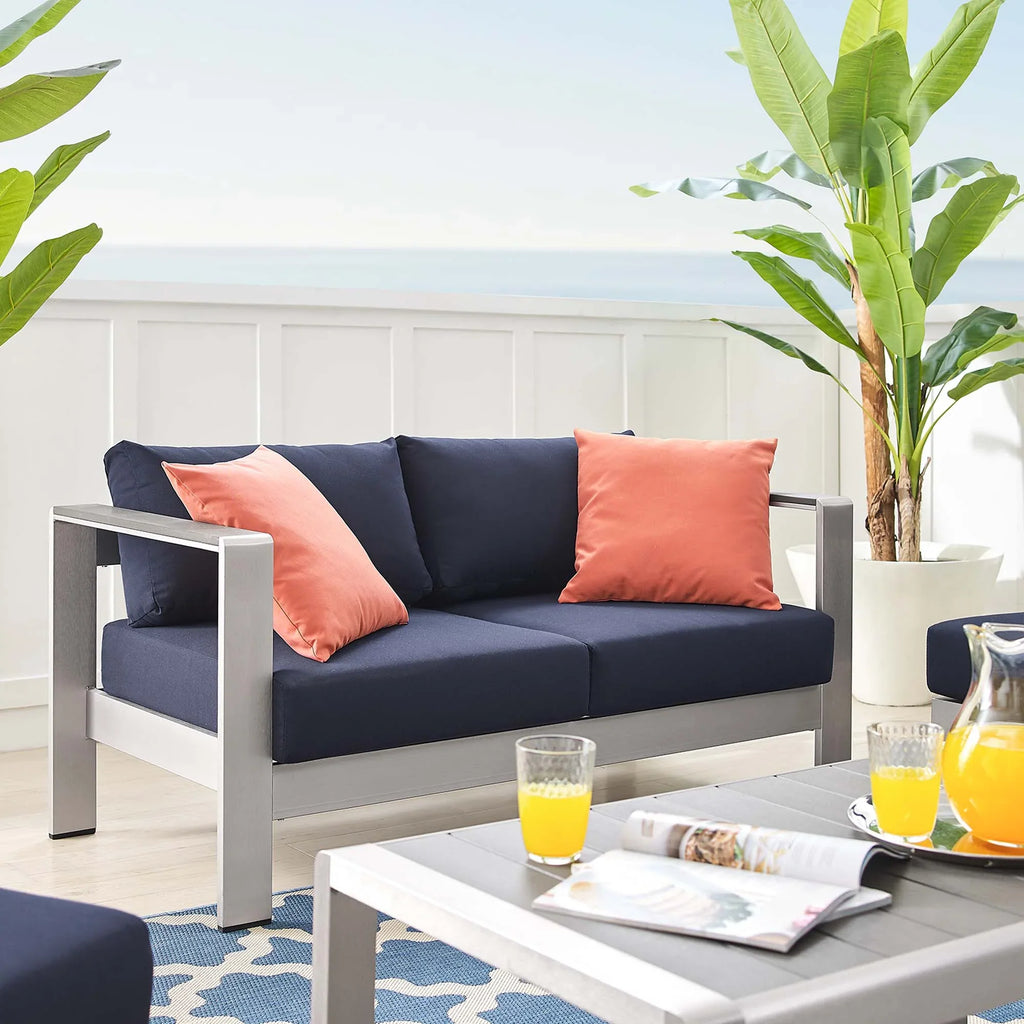 Shore 4 Piece Sunbrella® Fabric Outdoor Patio Aluminum Set