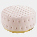 Ensconce Tufted Performance Velvet Round Ottoman in Pink