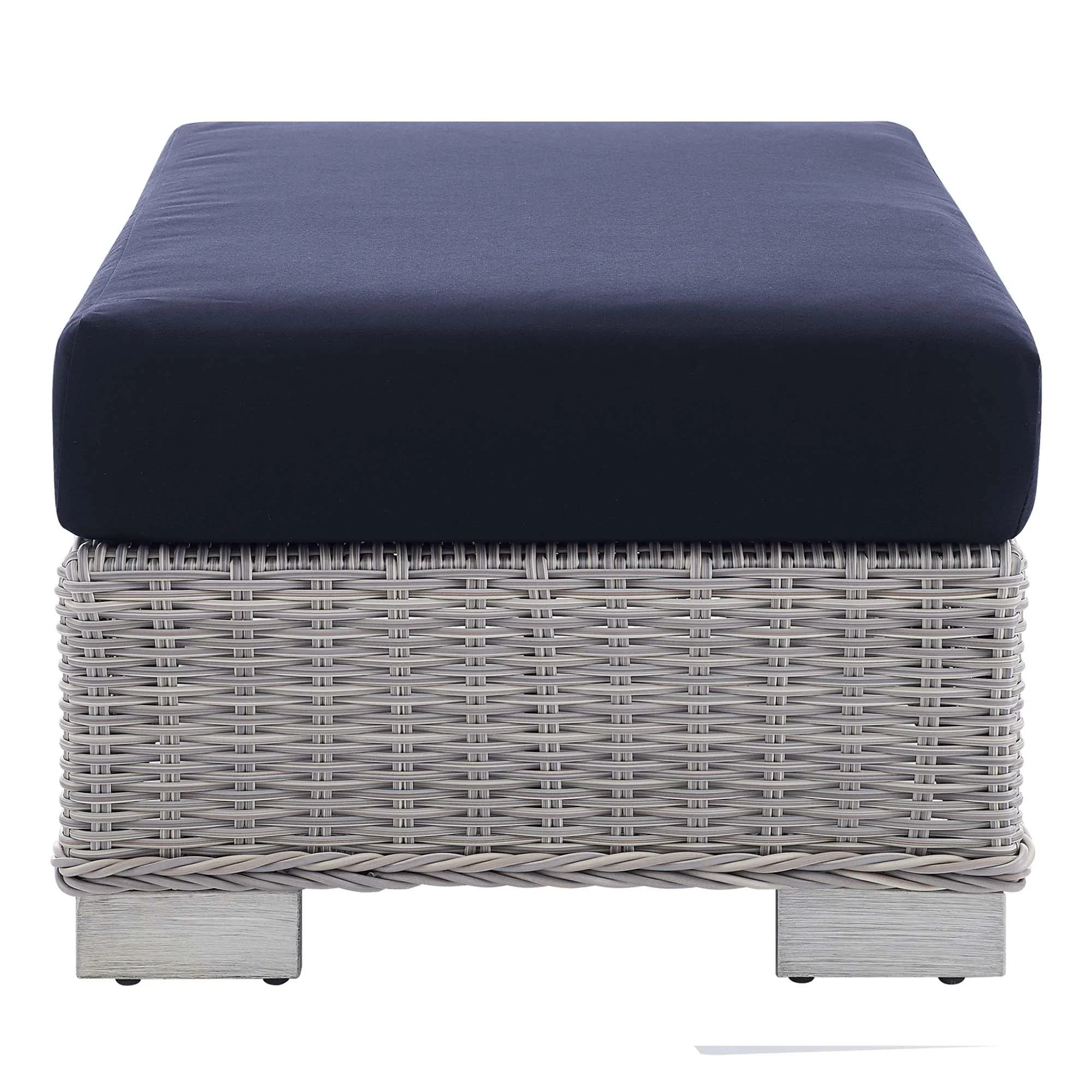 Conway 5-Piece Sunbrella® Outdoor Patio Wicker Rattan Furniture Set in Light Gray Navy
