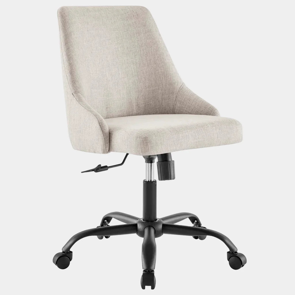 Designate Swivel Upholstered Office Chair in Black Beige