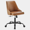Designate Swivel Vegan Leather Office Chair in Black Tan