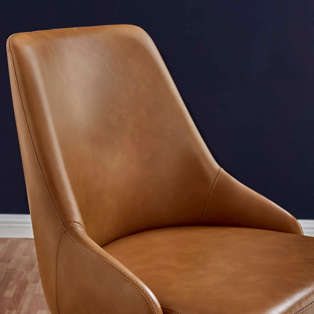 Designate Swivel Vegan Leather Office Chair in Black Tan