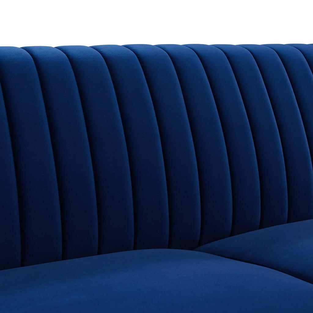 Winsome Channel Tufted Performance Velvet Sofa in Navy