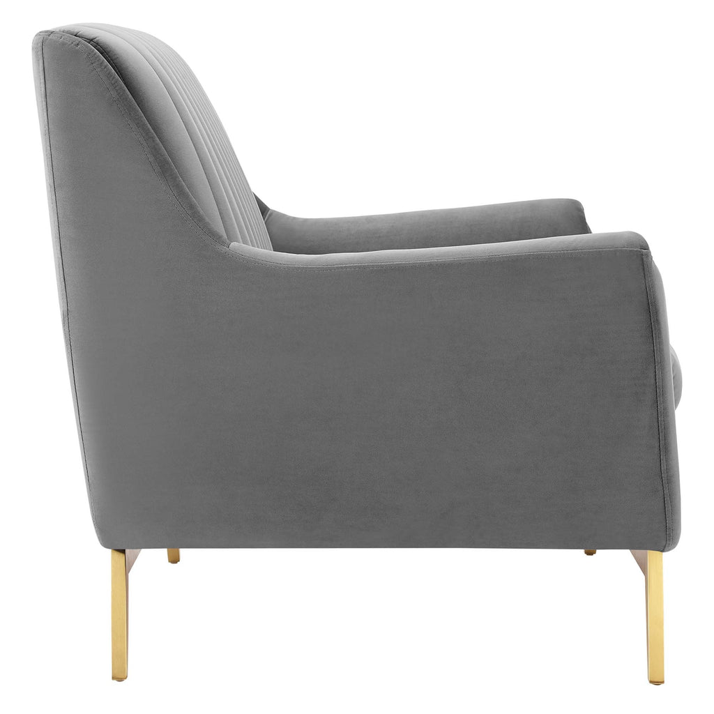 Winsome Channel Tufted Performance Velvet Loveseat in Gray