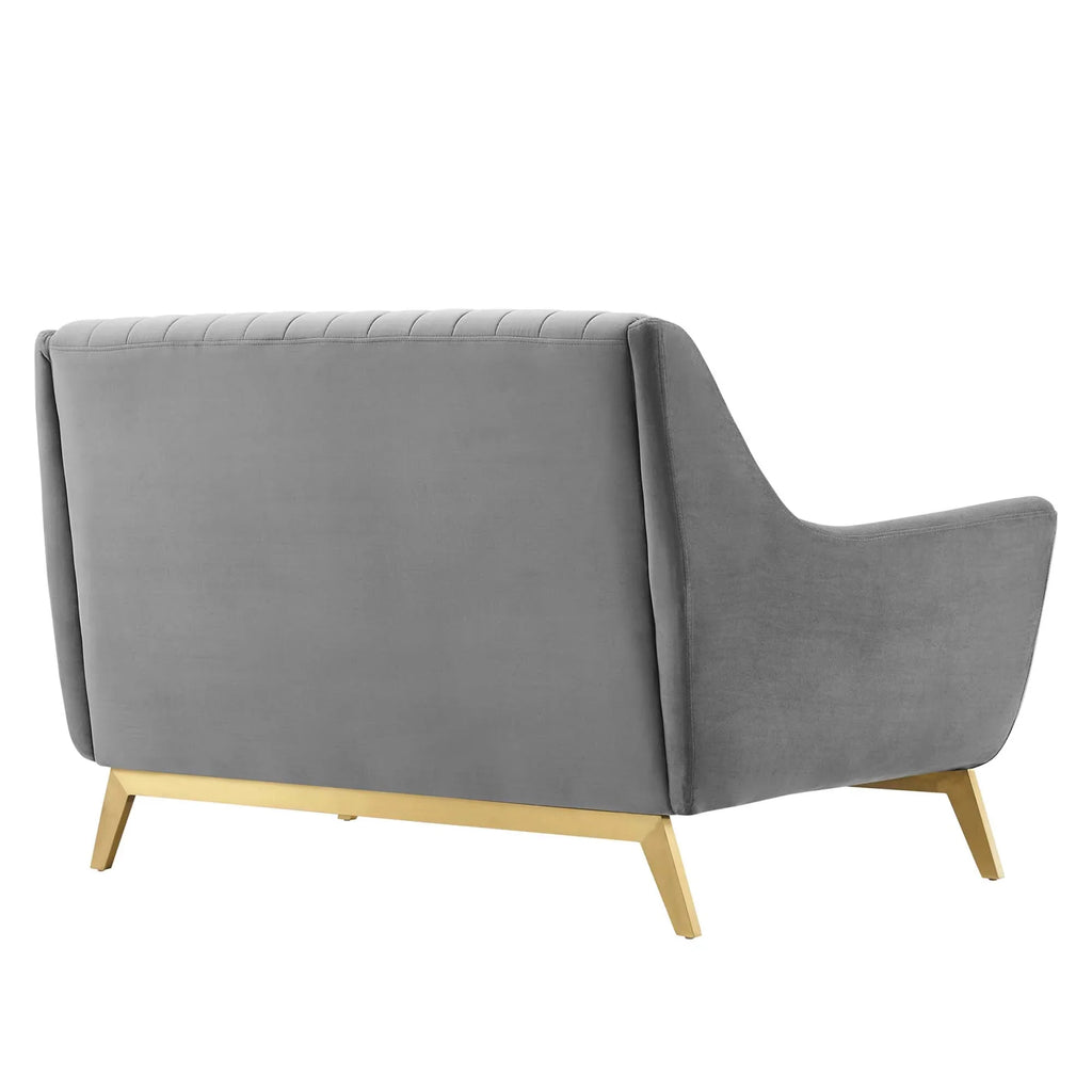 Winsome Channel Tufted Performance Velvet Loveseat in Gray