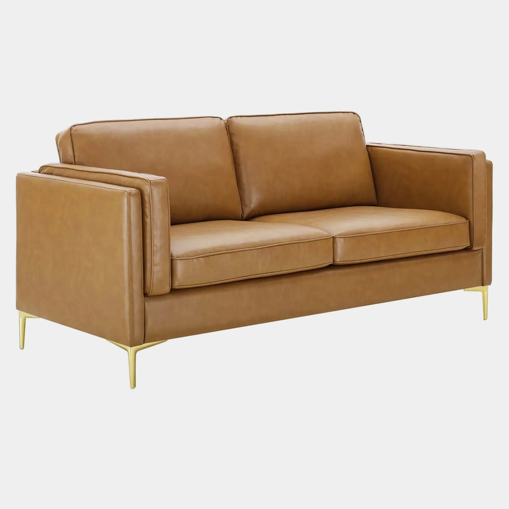 Kaiya Vegan Leather Sofa in Tan