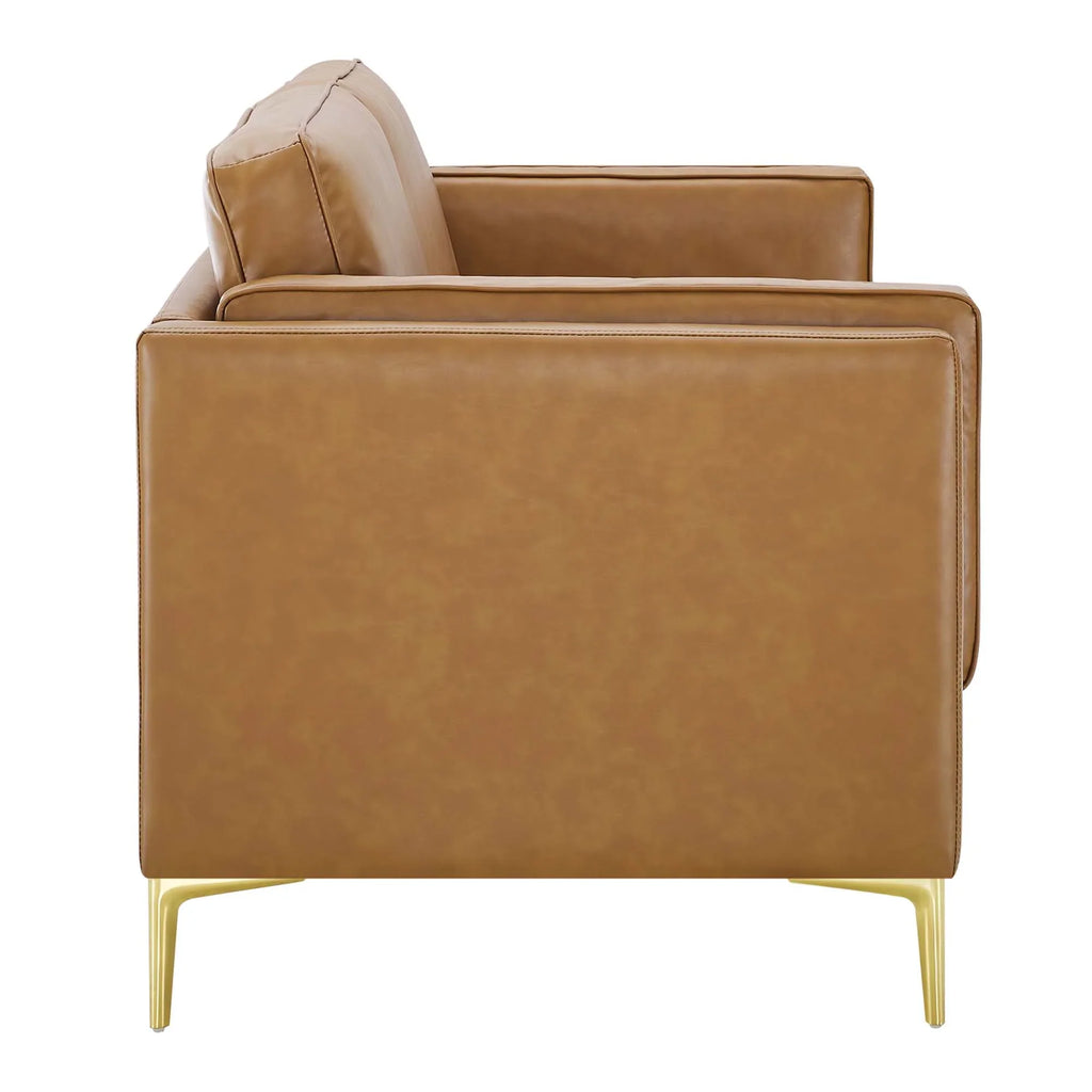 Kaiya Vegan Leather Sofa in Tan