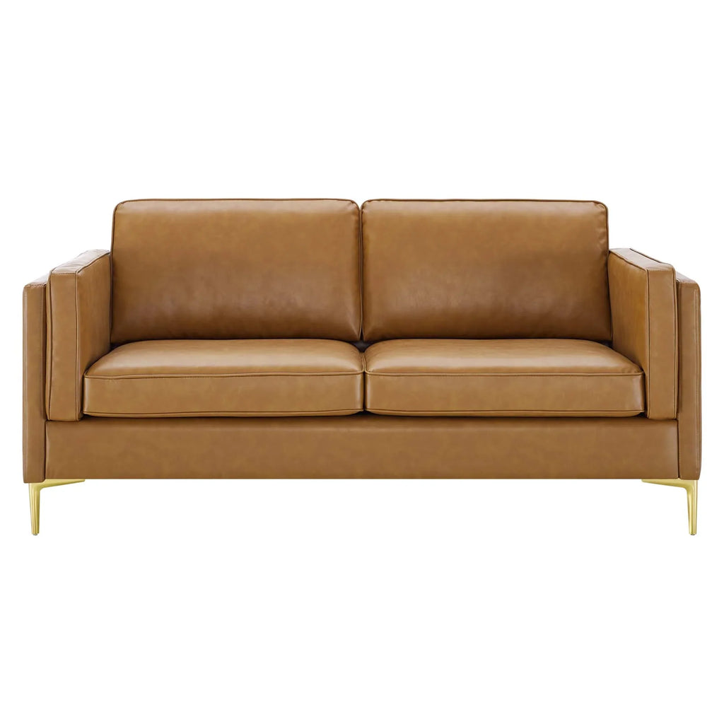 Kaiya Vegan Leather Sofa in Tan