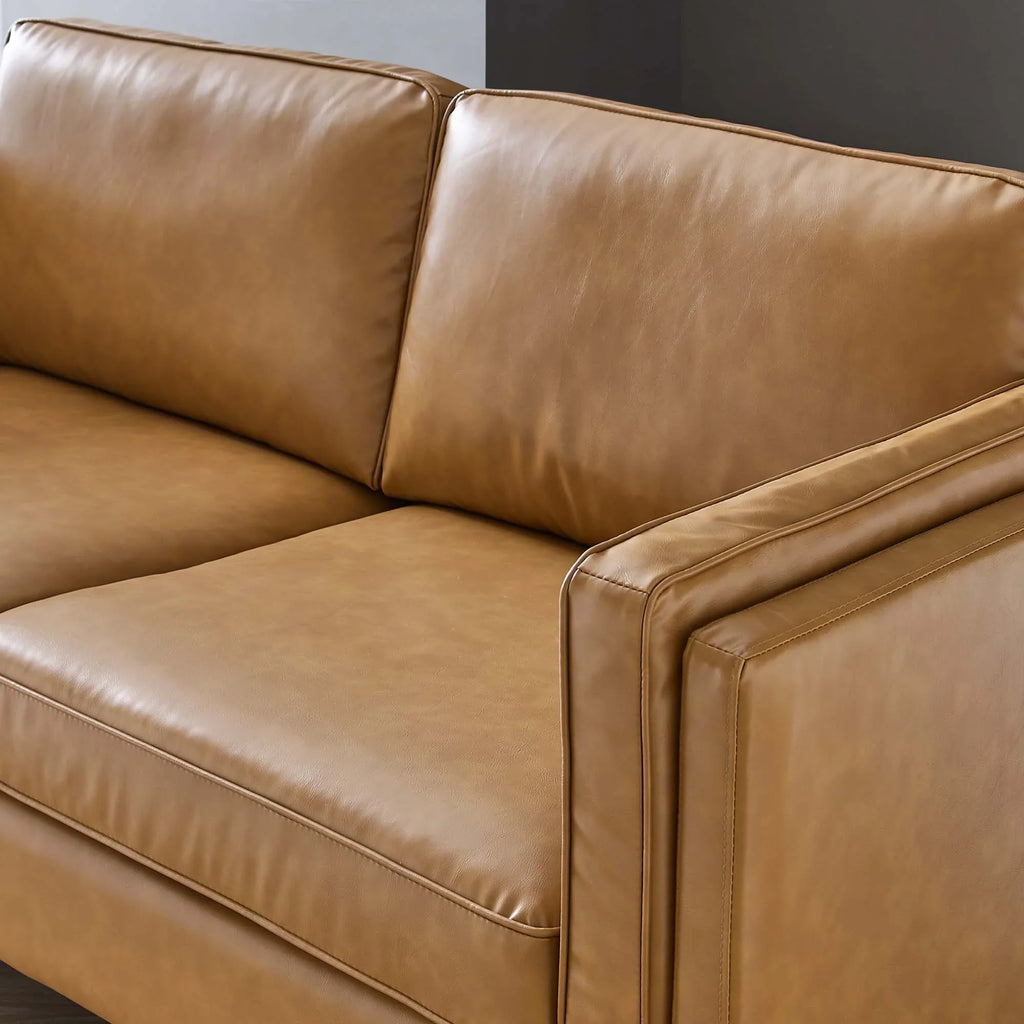 Kaiya Vegan Leather Sofa in Tan