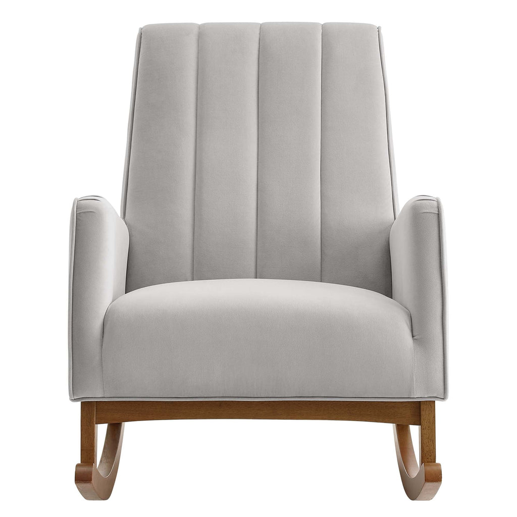 Sway Performance Velvet Rocking Chair in Light Gray