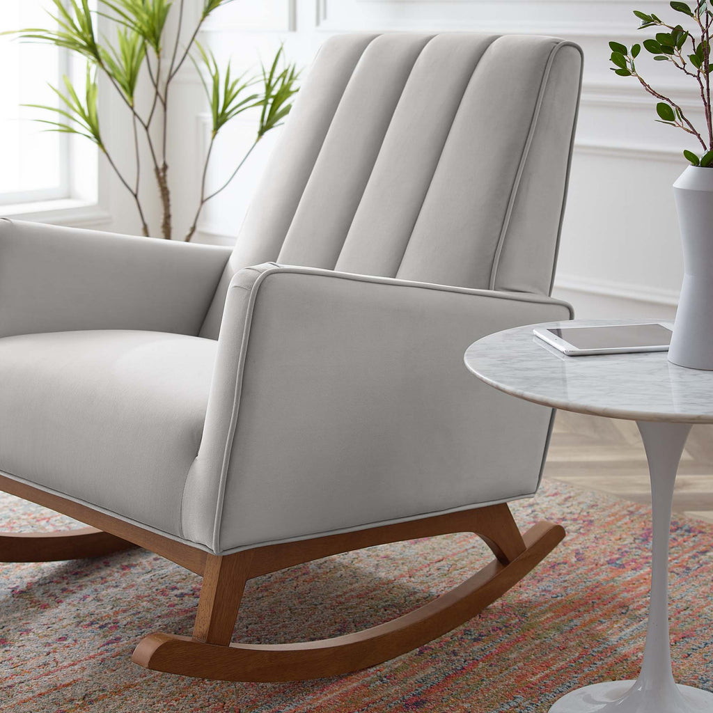Sway Performance Velvet Rocking Chair in Light Gray