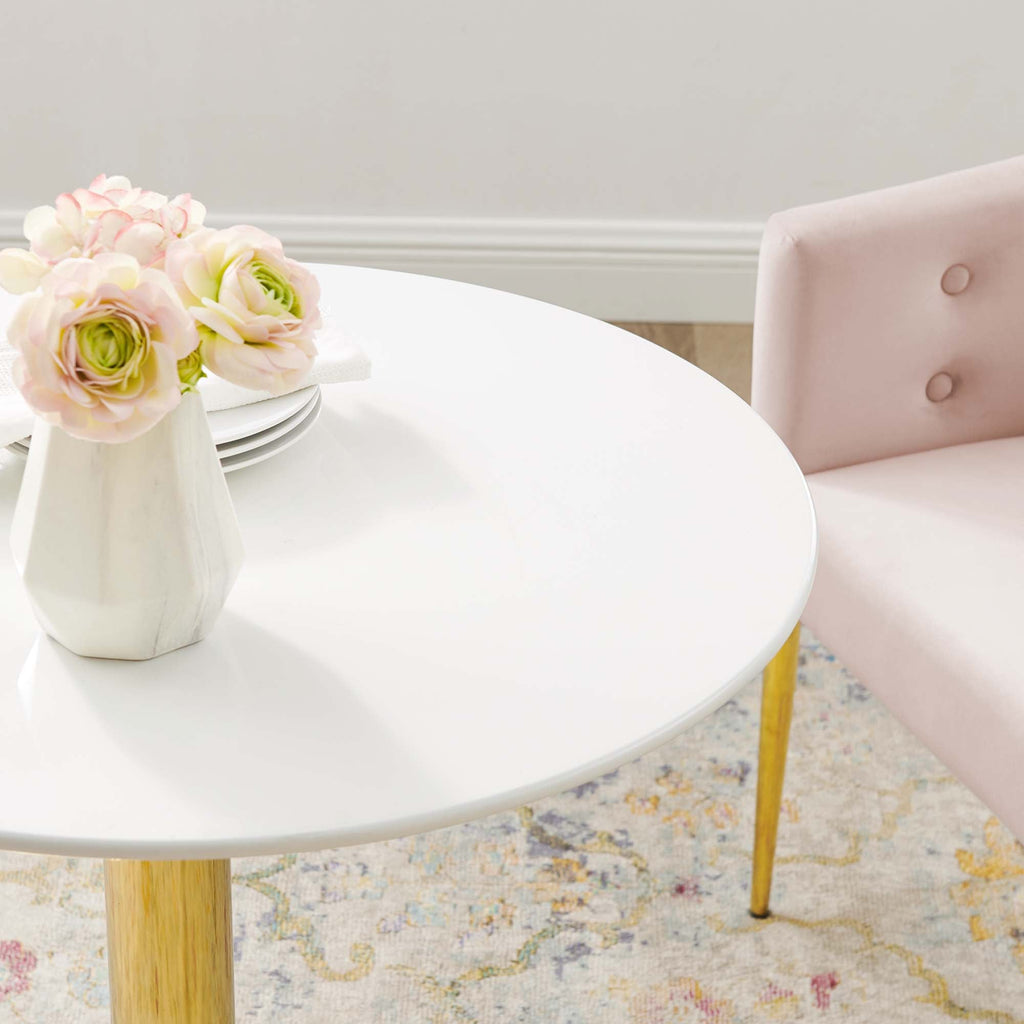 Verne 28" Dining Table in Gold White