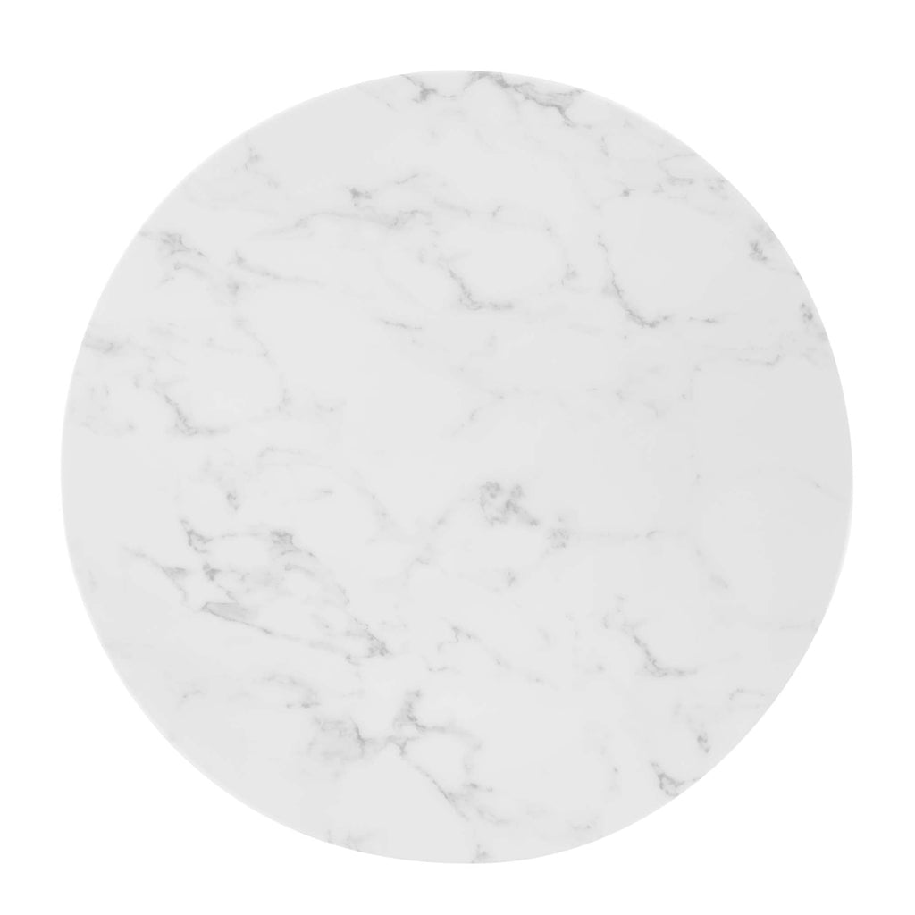 Verne 28" Artificial Marble Dining Table in Gold White
