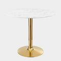 Verne 35" Artificial Marble Dining Table in Gold White