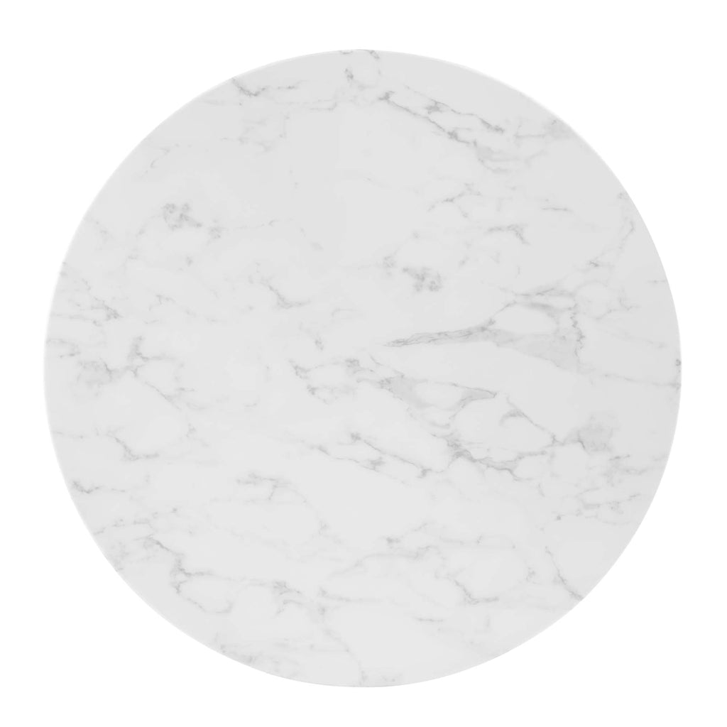 Verne 35" Artificial Marble Dining Table in Gold White