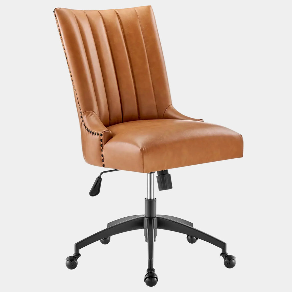 Empower Channel Tufted Vegan Leather Office Chair in Black Tan