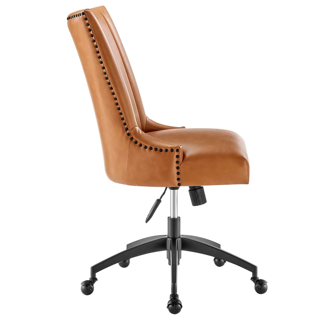 Empower Channel Tufted Vegan Leather Office Chair in Black Tan