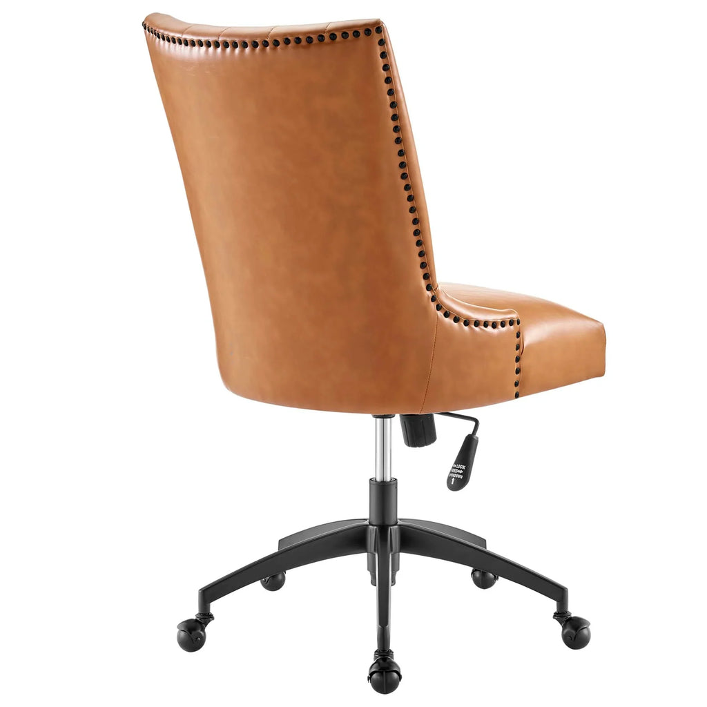 Empower Channel Tufted Vegan Leather Office Chair in Black Tan