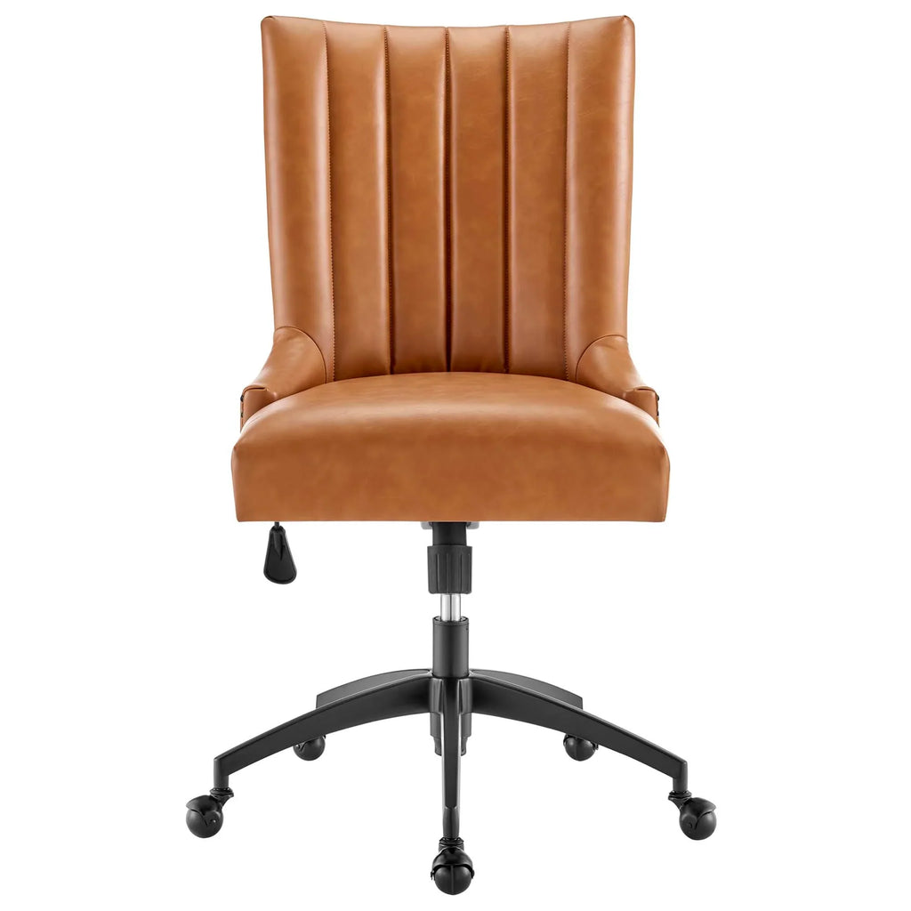 Empower Channel Tufted Vegan Leather Office Chair in Black Tan