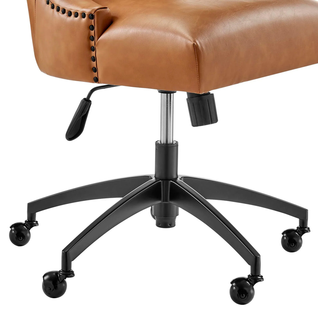 Empower Channel Tufted Vegan Leather Office Chair in Black Tan