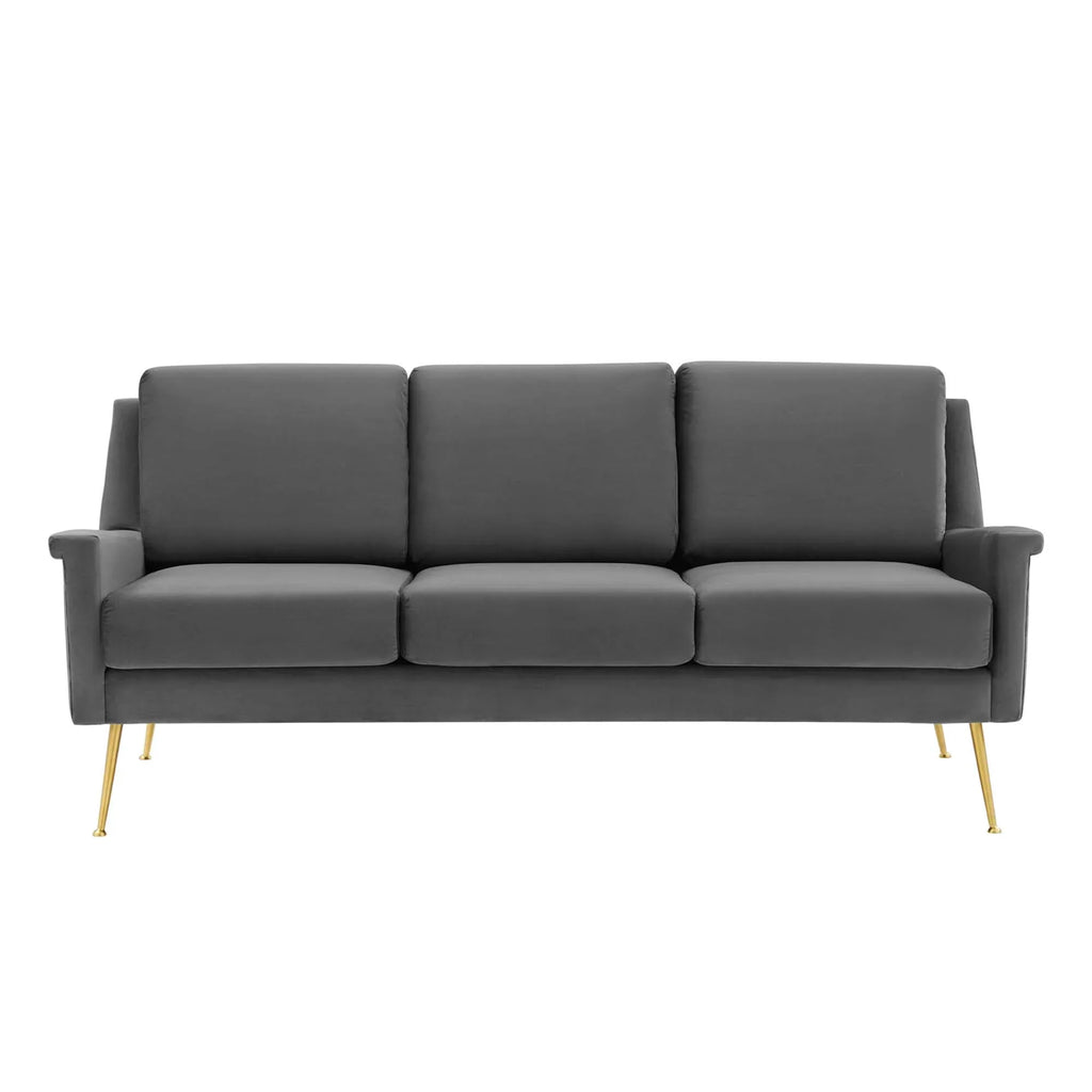Chesapeake Performance Velvet Sofa in Gold Gray