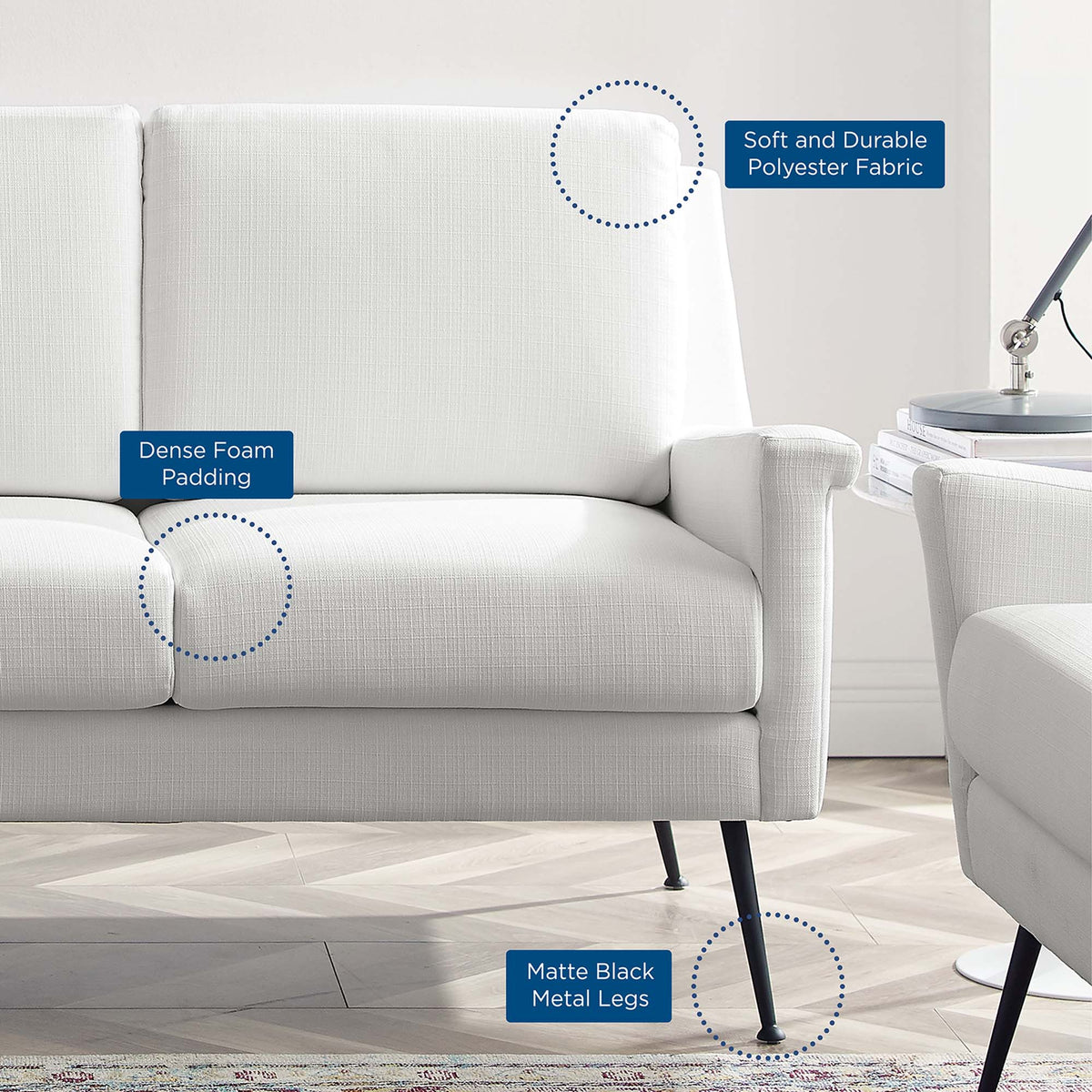 Chesapeake Fabric Sofa in Black White