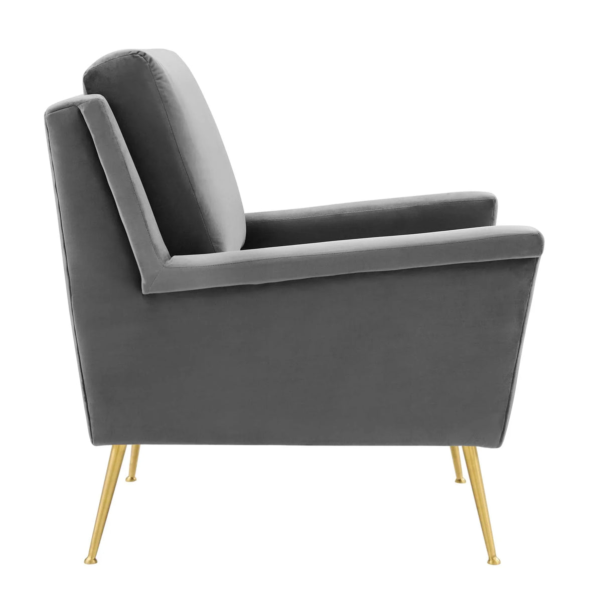 Chesapeake Performance Velvet Armchair in Gold Gray