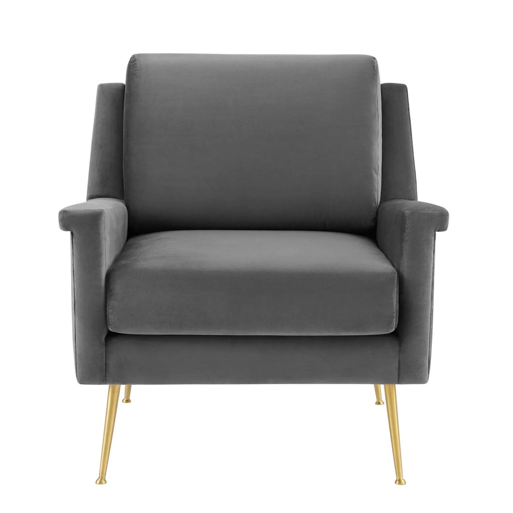 Chesapeake Performance Velvet Armchair in Gold Gray