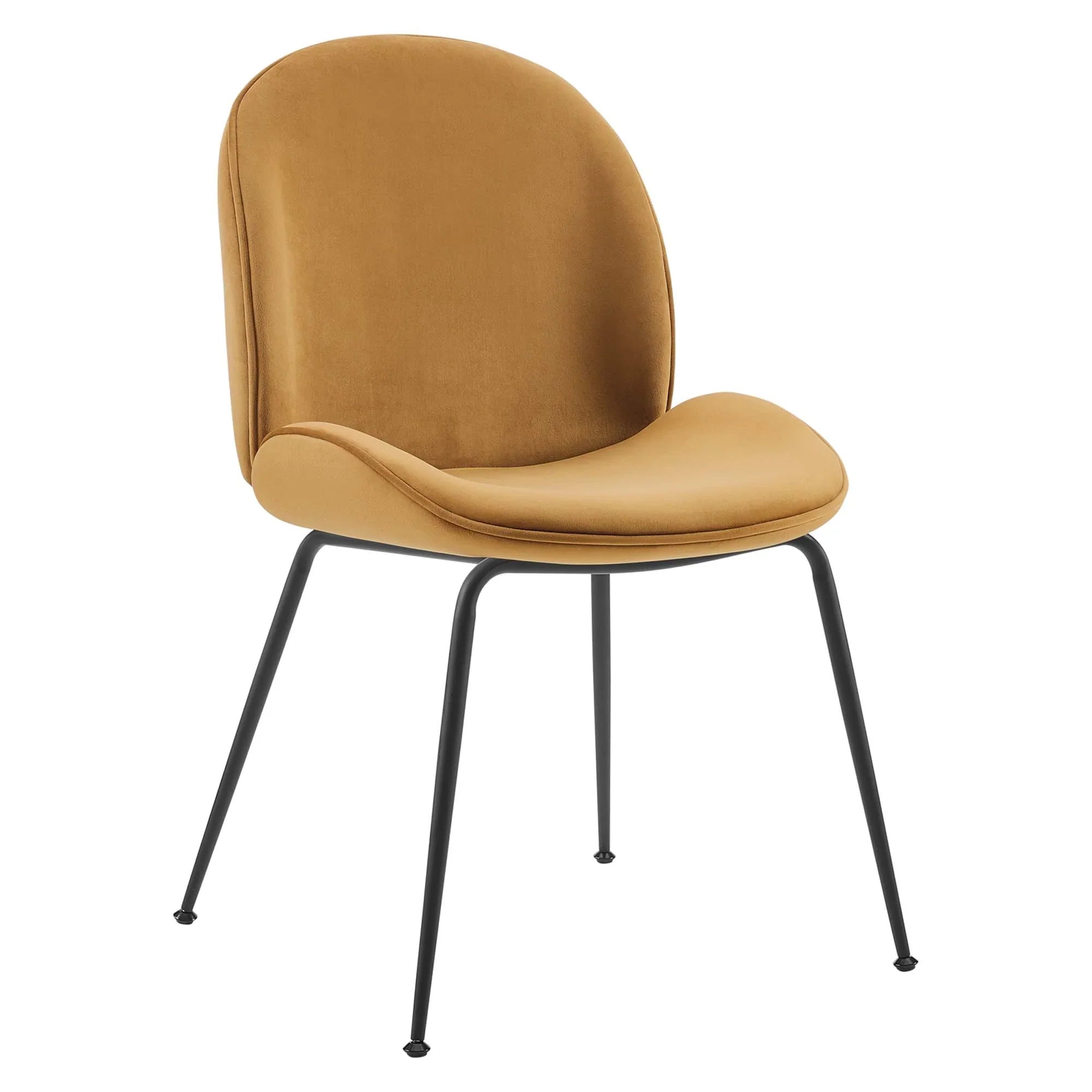 Scoop Black Powder Coated Steel Leg Performance Velvet Dining Chairs Set of 2
