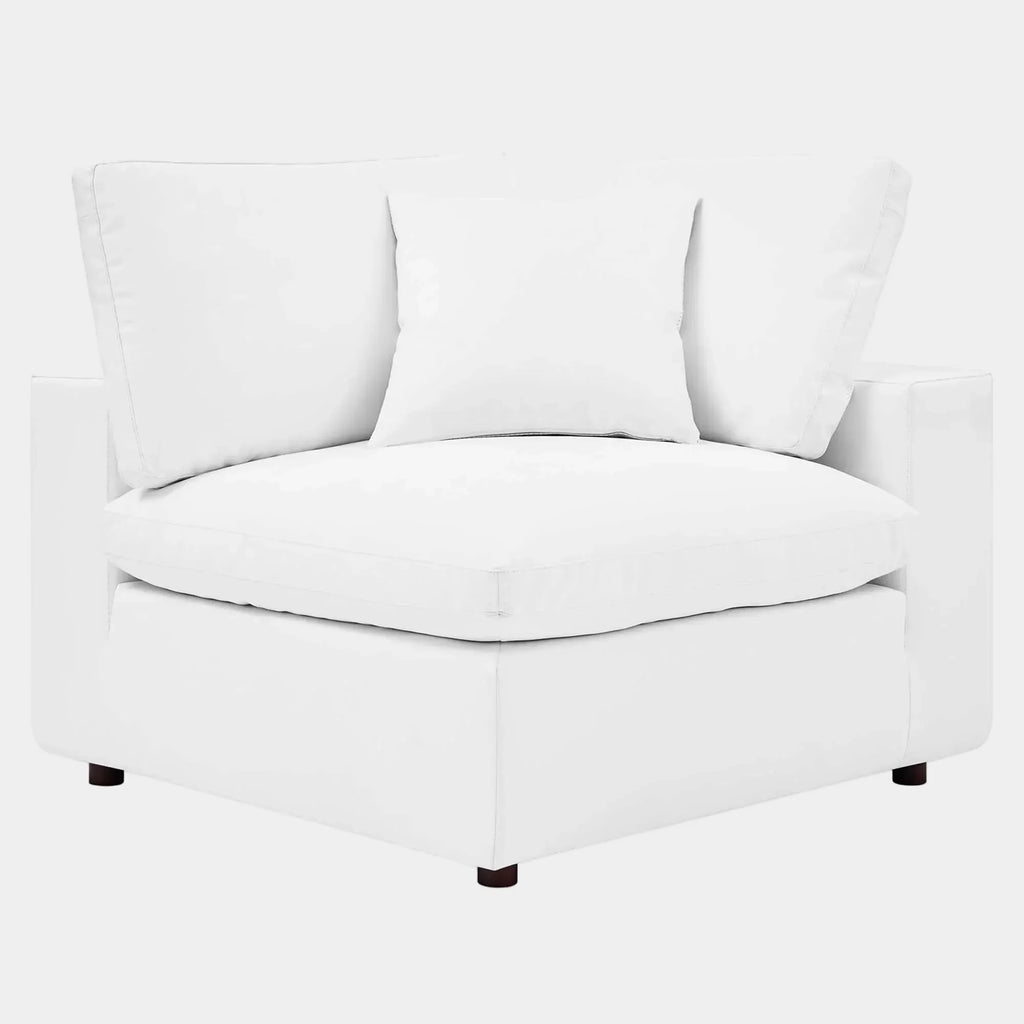 Commix Down Filled Overstuffed Vegan Leather Corner Chair