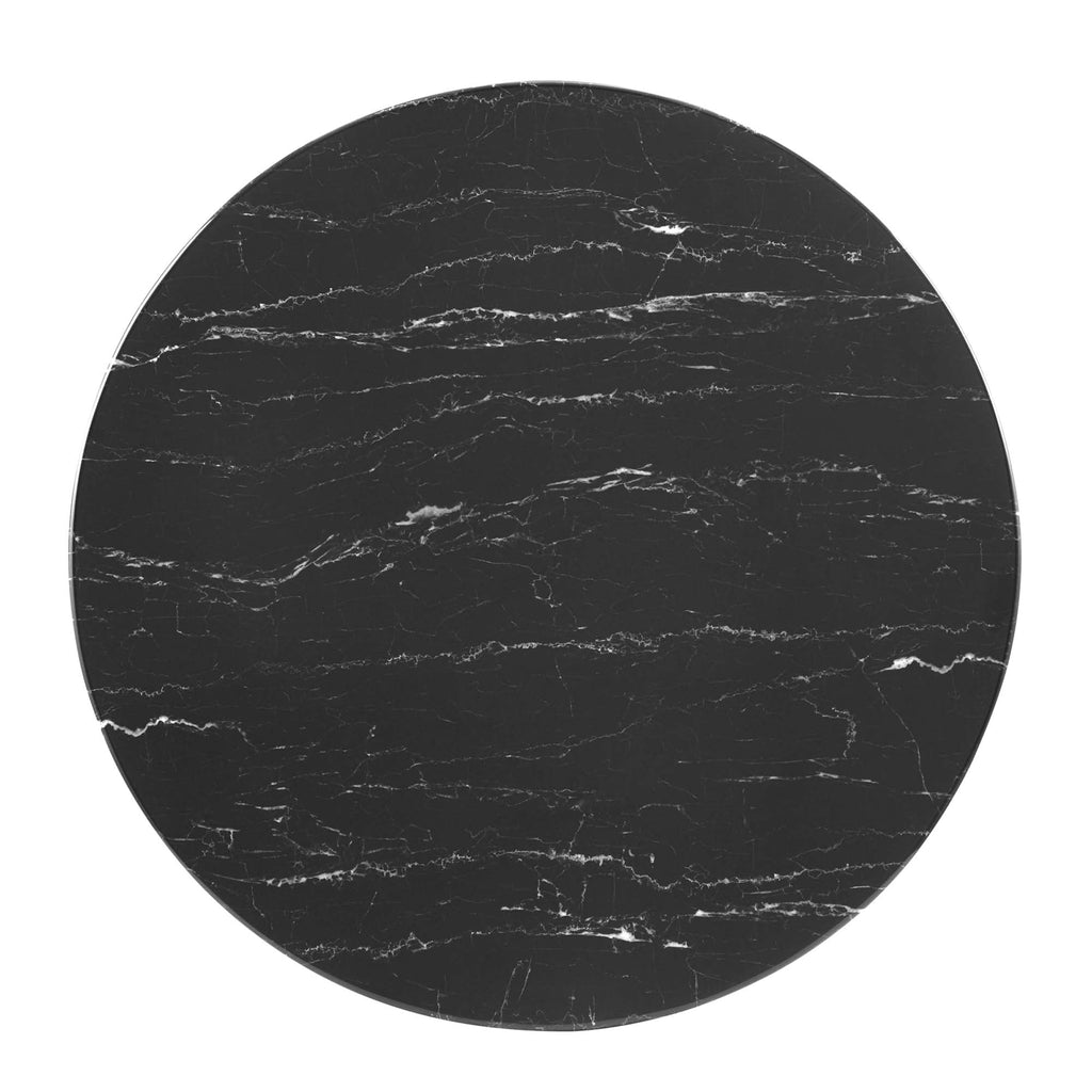Verne 35" Artificial Marble Dining Table in Gold Black