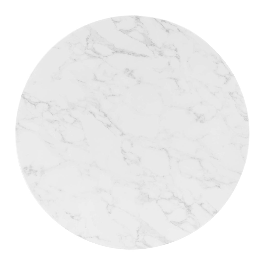 Verne 40" Artificial Marble Dining Table in Gold White