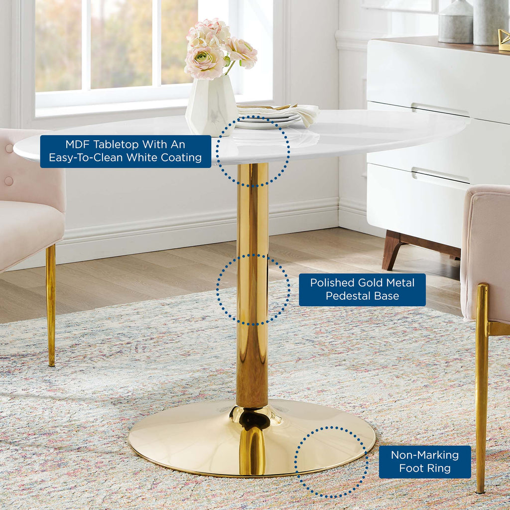 Verne 48" Oval Dining Table in Gold White