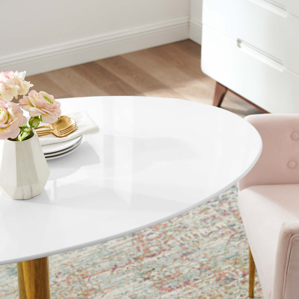 Verne 48" Oval Dining Table in Gold White