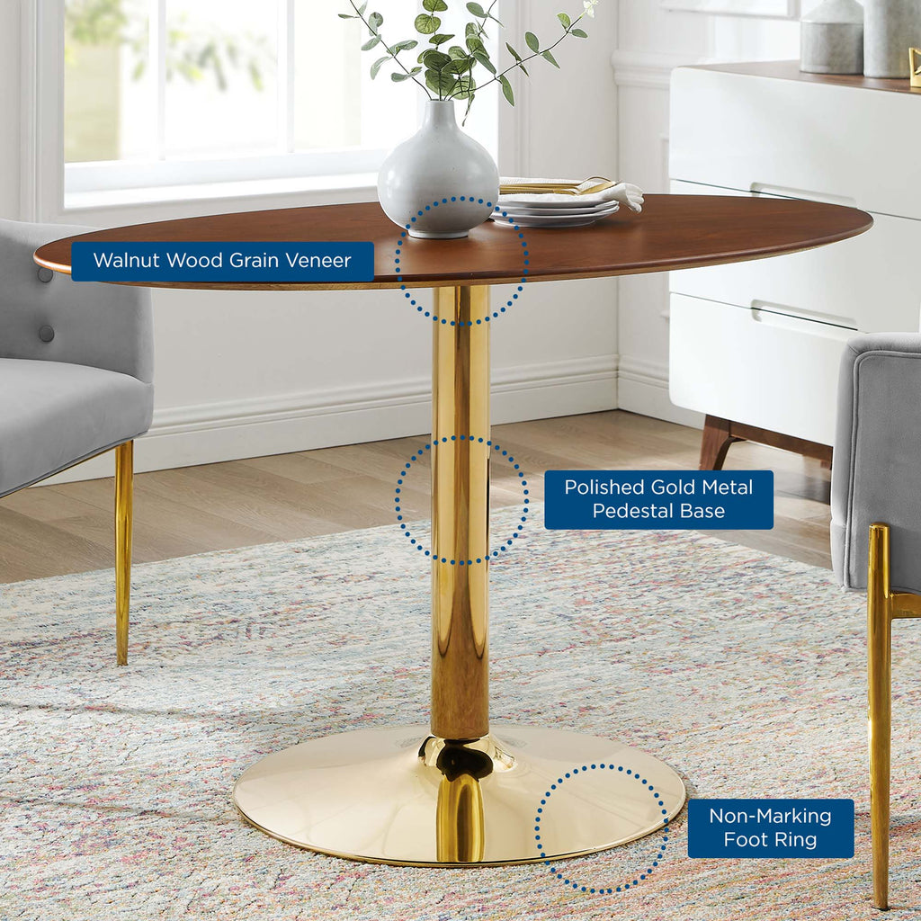 Verne 48" Oval Dining Table in Gold Walnut
